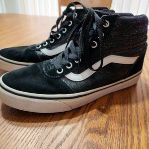 VANS Black Glitter SK8-HI Shoes Women's 9.5